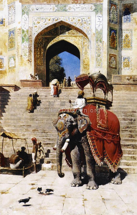 Royal Elephant at the Gateway to the Jami Masjid Mathura - 埃德温·罗德·威克斯